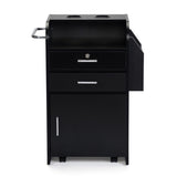 Salon Beauty Cabinet, 3-Layer Rolling Trolley with Storage Drawer, Wheels and 2 Hair Dryer Holders, W2181P155883