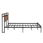 ZUN Full Size Metal Platform Bed Frame with Wooden Headboard and Footboard with USB LINER, No Box Spring W31183489