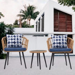 ZUN 3 Piece Patio Bistro Set with Side Table, Outdoor PE Rattan Conversation Chair Set,Furniture of 69739429