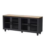 ZUN ON-TREND Farmhouse TV Stand with Tempered Glass Doors for TVs Up to 70", Versatile Sideboard with N721P206052B