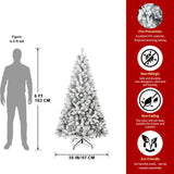 6FT Flocked Christmas Tree Artificial Snowy Holiday Tree with 678 Tips, Full Shape PVC, Sturdy 96420068
