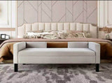 50"Ottoman with 2 Bolster Pillows & Wood Legs, Upholstered End of Bed Daybed Seating, Foot Rest W5325P426810