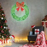 36in Pre-lit Outdoor Christmas Wreath Decoration, Lighted Metal Wreath with Red Bow, Remote Control 35600914