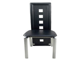 4pcs long backrest square hollow decoration PU leather dining chair round tube black cushion 98227246