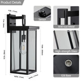 Set of 2 Modern Outdoor Wall Lanterns with Black Metal Frame and Clear Glass, Ambient light W1340P206650