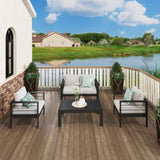 Outdoor Loveseat, All-Weather Metal Aluminum Outdoor Patio Furniture Sofa with 5" Thick and Soft B082P232960