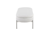 Contemporary Bench in Chrome Metal and White Faux Leather B202P223835