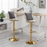 Grey velvet bar chair, pure gold plated, unique design,360 degree rotation, adjustable W117065088