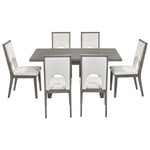 ZUN Wood Table Set for 6, Farmhouse Rectangular Table and 6 Upholstered Chairs Ideal for 02300698