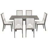 ZUN Wood Table Set for 6, Farmhouse Rectangular Table and 6 Upholstered Chairs Ideal for 02300698