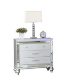 Modern Style Mirror Framed 3-Drawer Nightstand Made with Wood in Silver 808857880529