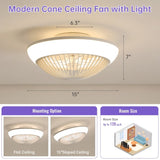 ZUN 15 Inch RGB Dimmable Led Enclosed Ceiling Fan with Light Modern Bladeless 6 Speed Remote Control for W934P262269