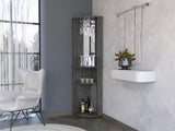 Oregon Corner Bar Cabinet, 3-Tier Shelf with Glass Rack B128P176139