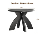 Round Side, 23.6 Inch Circular End with Curved Cross Legs, Melamine Laminated MDF Accent 72250906