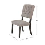 Set of 2 Side Chairs with Fabric Padded Seat and Back, Beige and Weathered Gray Oak B016P314612