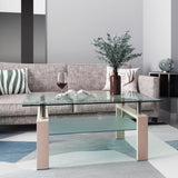 Rectangle Glass Coffee Table, Clear Coffee Table Modern Side Center Tables for Living Living W24182241