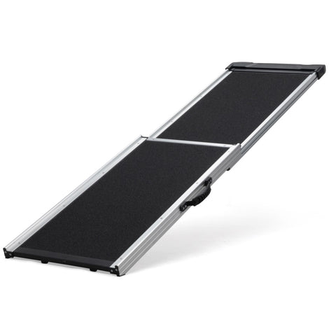 ZUN Foldable Aluminum Dog Car Step Ramp, Dog Ramp Climbing Ladder with PVC Handle, Non-slip Foot Mats W2181P228649