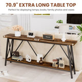 ZUN 70.9 Inch Extra Long Sofa Table, Console Behind Sofa, Entryway Table with 2 Tier Storage Shelves for W1668P237300