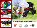 Garden Cart Height Adjustable Scooter with Swivel Seat & Tool Storage Red 21086272