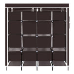 ZUN 67" Clothes Closet Portable Wardrobe Clothes Storage Rack 12 Shelves 4 Side Pockets Dark Brown 71588089