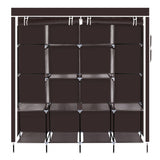 ZUN 67" Clothes Closet Portable Wardrobe Clothes Storage Rack 12 Shelves 4 Side Pockets Dark Brown 71588089