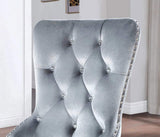 Glam Dark Gray Flannelette 2pcs Side Chairs Acrylic Tufted Upholstered Dining Chairs Wingback Design B2741P306177