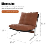Leather Armchair, Modern Accent Chair High Back, Living Room Chairs with Metal Legs and Soft Padded, W2105P303635