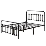 ZUN Single-Layer Curved Frame Bed Head and Foot Tube with Shell Decoration Queen Black Iron Bed 83008201