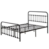 ZUN Single-Layer Curved Frame Bed Head and Foot Tube with Shell Decoration Queen Black Iron Bed 83008201