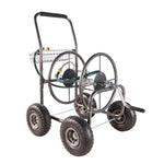 ZUN Garden Hose Reel Cart - 4 Wheels Portable Garden Hose Reel Cart with Storage Basket Rust Resistant W227P194231