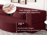 Modern Floor Sofa with 2 Pillows,Convertible Teddy Fabric Foam-Filled Sleeper Sofa Bed,15" Full Size 58553868