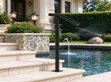 441LBS Capacity Single Post Handrail, Black Steel Railing for 1-2 Steps 06523592
