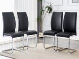 Luxury Simple Arch Chair - Set of 4 Black PU Material High Resilience Dining Chair with Arched Metal W1151P154857