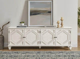 65.2" Mid Century Modern Sideboard Buffet Cabinet with Storage, Symmetrical Geometric Accent Coffee W1801P346230