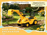 2 in 1 Kids Ride On Digger Tractor Pulling Cart for Outdoor Yard Construction Play 74329799