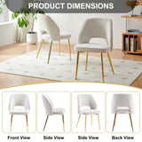 ZUN Off White Faux Fur Dining Chairs with Metal Legs and Hollow Back Upholstered Dining Chairs Set of 2 W1516P170794