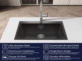 Stainless Steel Kitchen Sink, 27x19 Single Bowl, Overmount Handmade Sink in Black, with US 00233658