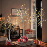 Set of Lighted Birch Tree, 4FT 48 LED/5FT 72 LED/6FT 96 LED Artificial Tree with Warm White Lights, 97359172