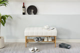 End of Bed Bench with Shelf, Teddy fabric Upholstered Storage Shoe Bench, Modern Bedroom Bench with W2725P237654