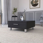 ZUN Black Wengue 1-Drawer Rectangle Coffee Table B06280212