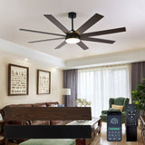 72" Ceiling Fan with Light, 6-Speed Remote Control, Reversible DC Motor, Modern 8 Blades with W1962P347489