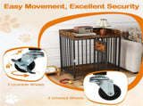 2-in-1 Dog Crate Furniture with Thickened Metal Tubes, Lockable Wheels Pet Kennel for Small Dogs 42924920