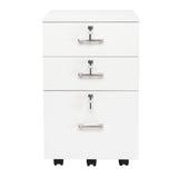 ZUN FCH White Wood Grain Density Board Three Drawers Wooden Filing Cabinet 46332737