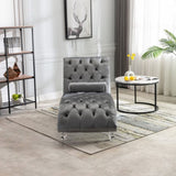 COOMORE Velvet Chaise Lounge Indoor,Button-Tufted Upholstered Chaise Lounge Chair with Pillow for W39538683