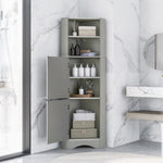 ZUN Tall Bathroom Corner Cabinet, Freestanding Storage Cabinet with Doors and Adjustable Shelves, MDF WF293800AAG