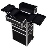 ZUN 4-in-1 Draw-bar Style Interchangeable Aluminum Rolling Makeup Case Black 67069398