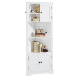 ZUN Tall Bathroom Storage Cabinet, Corner Cabinet with Doors and Adjustable Shelf, MDF Board, White WF318524AAK