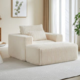 62.5-Inch Corduroy Sponge Sofa Lounge Chair with Removable footrest,No Assembly Required,Fluffy W834P206050