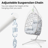 ZUN comfortable hanging rope rattan egg white hammock patio swing chair outdoor indoor for adults W1828P182166