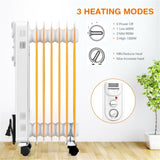 1500W Electric Space Heater - 3 Heating Modes, Silent Operation, Wheel & Handle for Easy Movement, 26901798